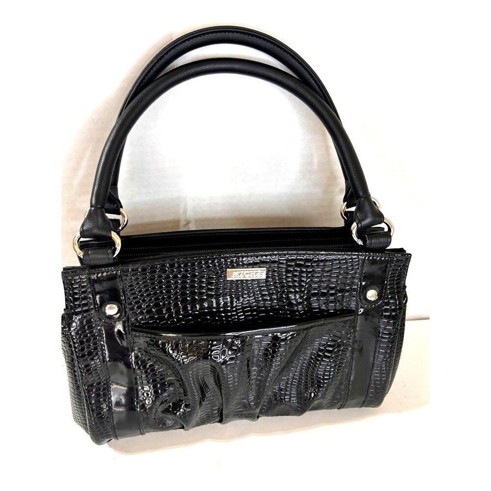 Miche Ebony Black Patent Embossed  Magnetic Bag Purse Cover & Slip in Organizer